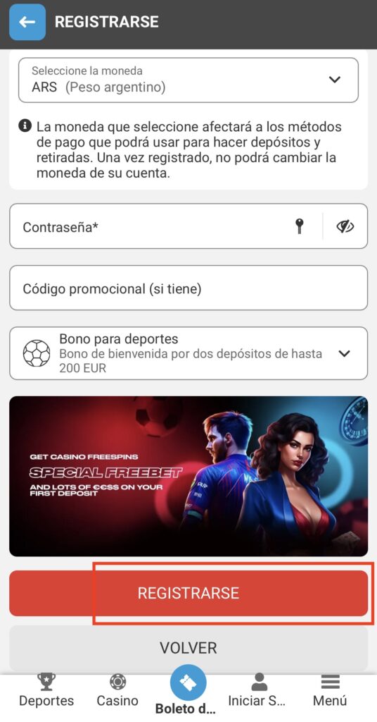 Clic en «Registrarse»